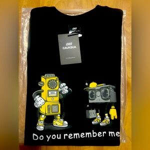 Black Graphic Tee with Robot Design